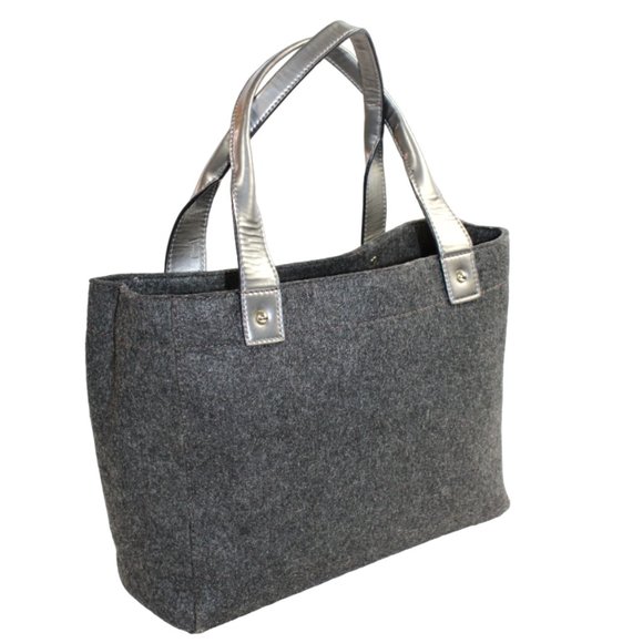 Kate Spade Quinn Frosted Felt Rhinestone Charcoal Shoulder Tote - Picture 3 of 10